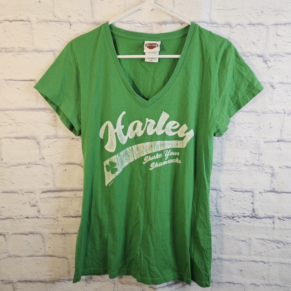 Harley-Davidson Shirt Womens XL Shake Your Shamrock St Patrick Tee